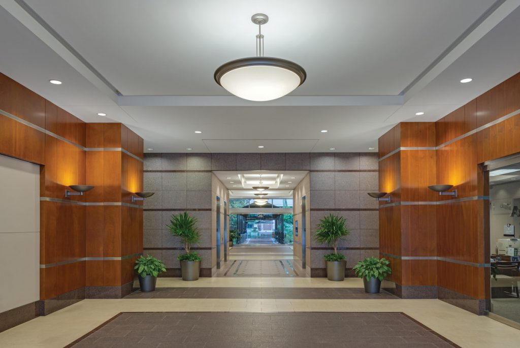 The Plaza Drive building lobby