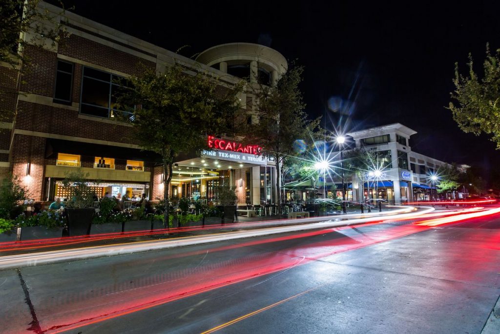 Street view of retail in Sugar Land Town Square