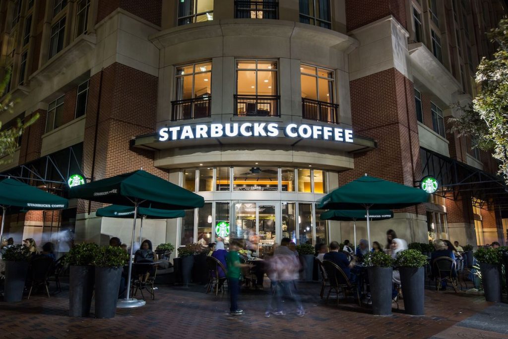 Starbucks Coffee is part of the Marriot Hotel Building in Sugar Land Town Square